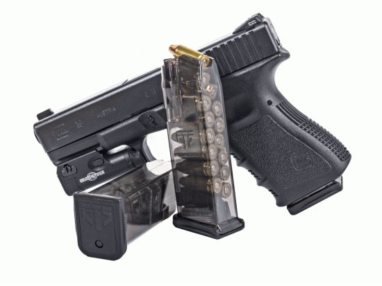 Магазин прозрачный ETS для пистолета GLOCK 19 на 15 патронов 9 мм, 9x19 Luger